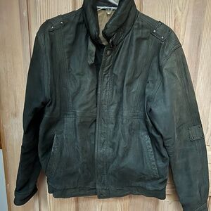 Vintage Graphite-Gray NubuckLeather Bomber Jacket by Elliot Kastle, Mens Size 40